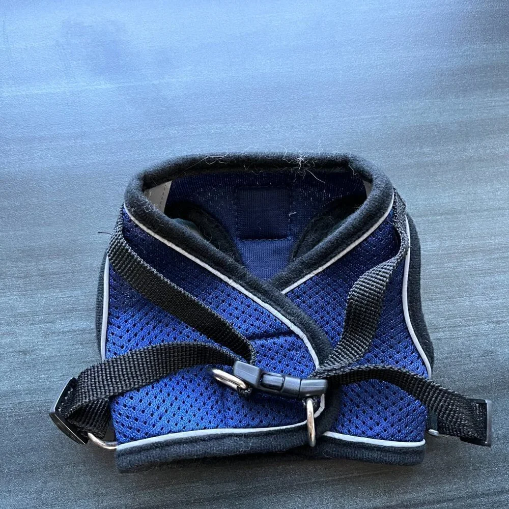 Mesh Dog Harness Navy Blue and Black Size S EUC